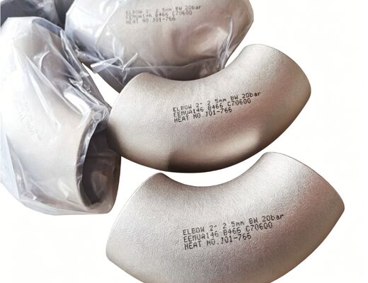 Koperen nikkel elleboog, ASTM B466, UNS C70600, 1,5D straal